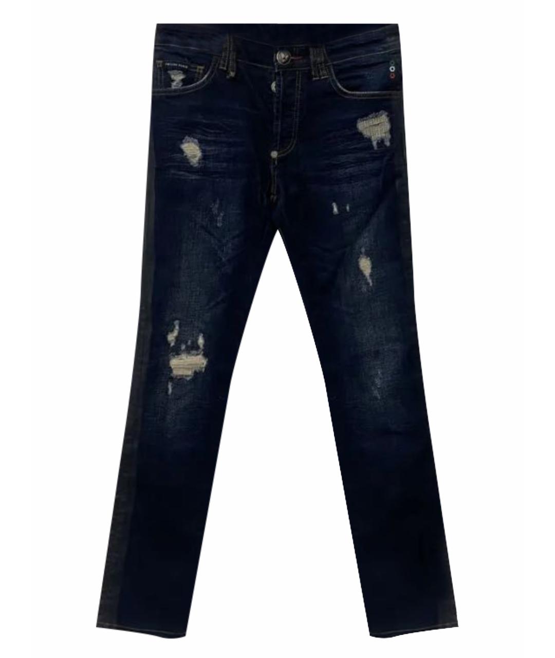 PHILIPP PLEIN Темно-синие прямые джинсы, фото 1