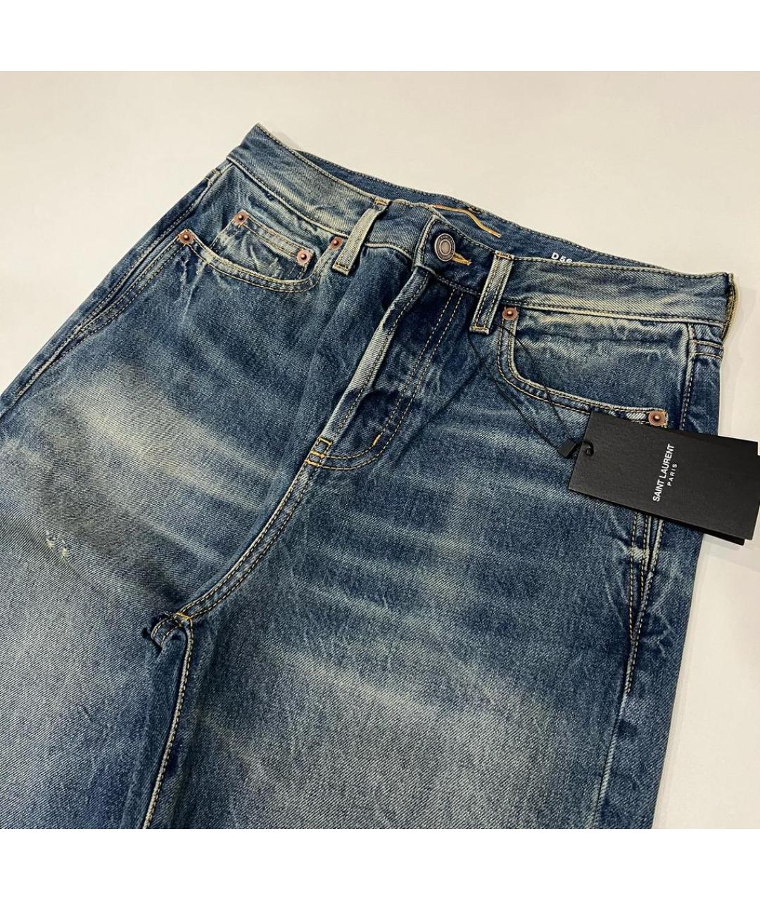 SAINT LAURENT Синие хлопковые прямые джинсы, фото 4