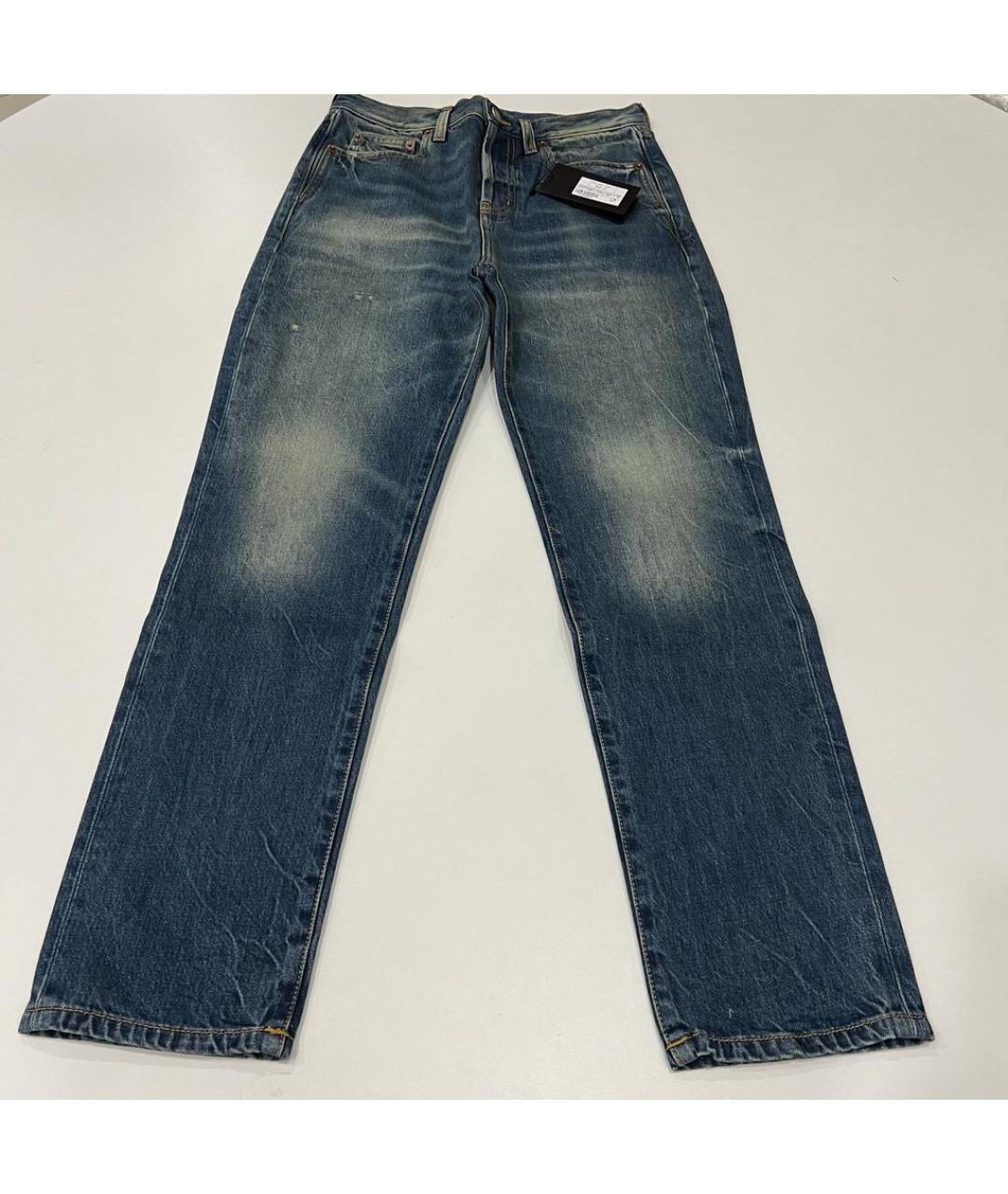 SAINT LAURENT Синие хлопковые прямые джинсы, фото 2