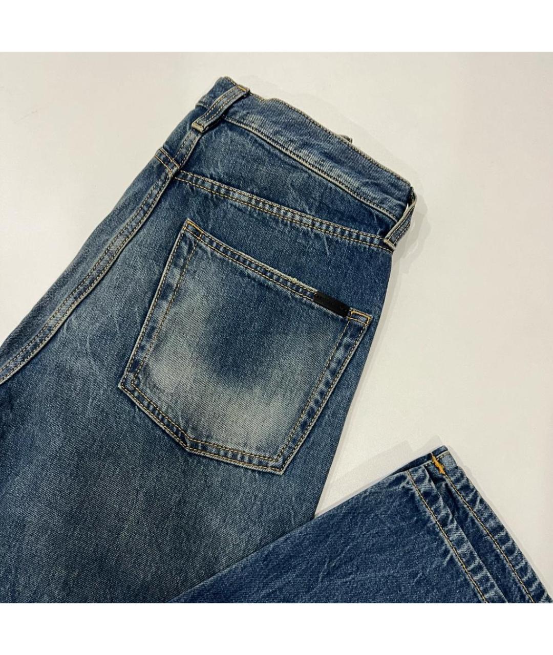 SAINT LAURENT Синие хлопковые прямые джинсы, фото 3
