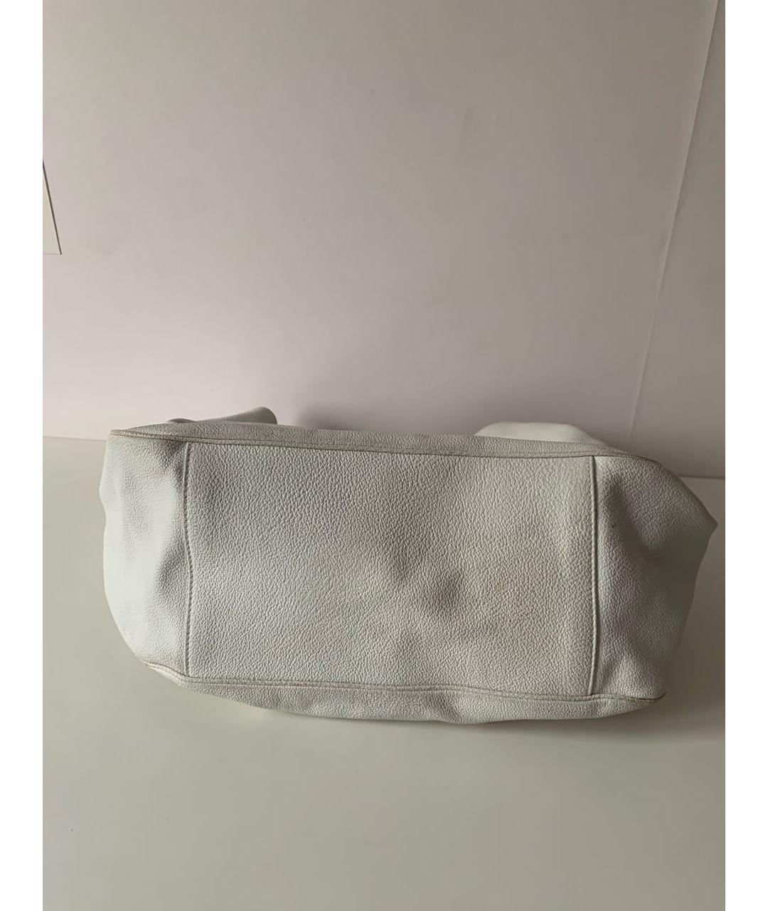 SAINT LAURENT Белая кожаная сумка с короткими ручками, фото 6