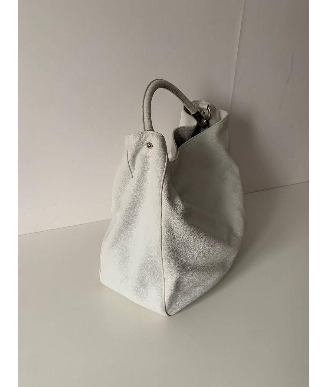 SAINT LAURENT Белая кожаная сумка с короткими ручками, фото 2