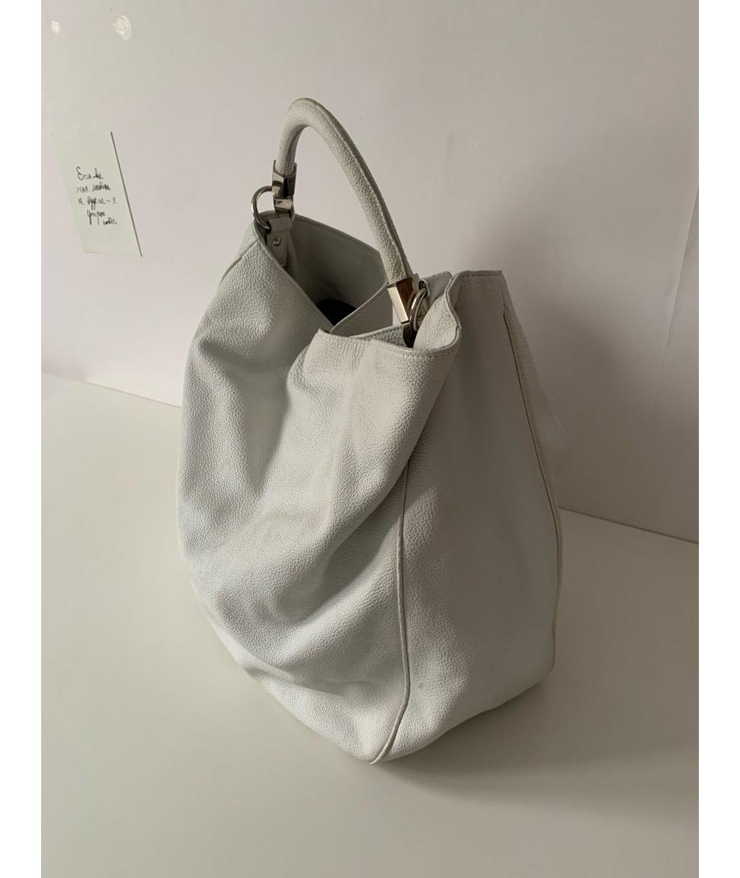 SAINT LAURENT Белая кожаная сумка с короткими ручками, фото 3