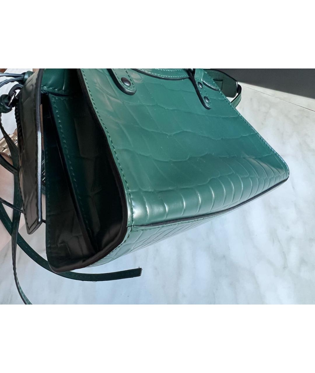 BALENCIAGA Зеленая кожаная сумка с короткими ручками, фото 3