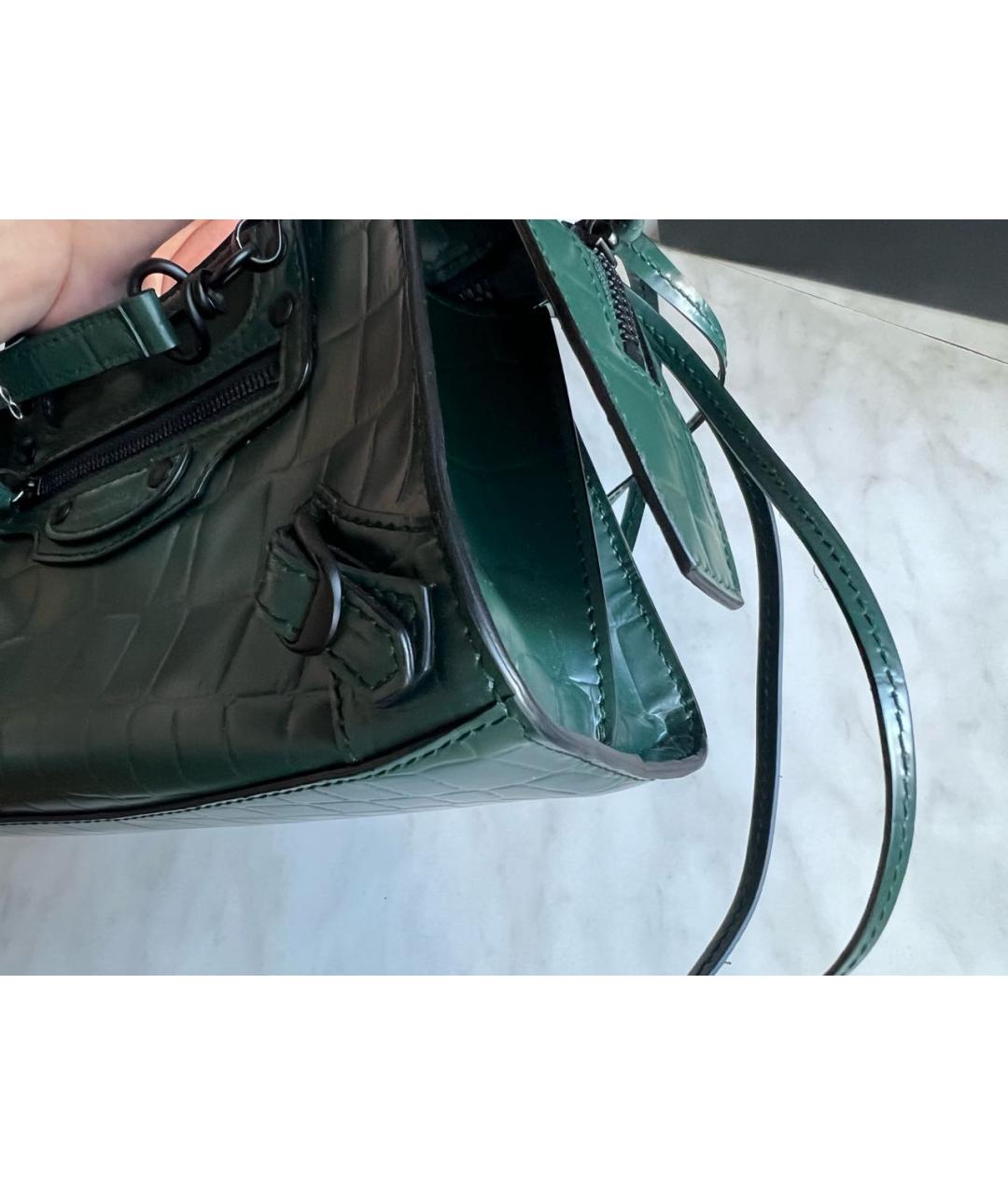 BALENCIAGA Зеленая кожаная сумка с короткими ручками, фото 5