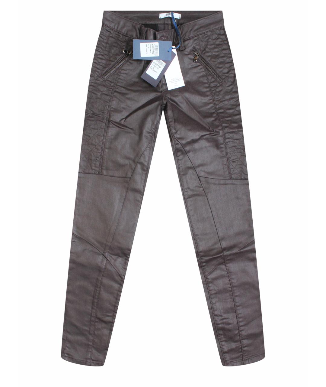 LIU JO Коричневые хлопко-полиэстеровые джинсы слим, фото 1