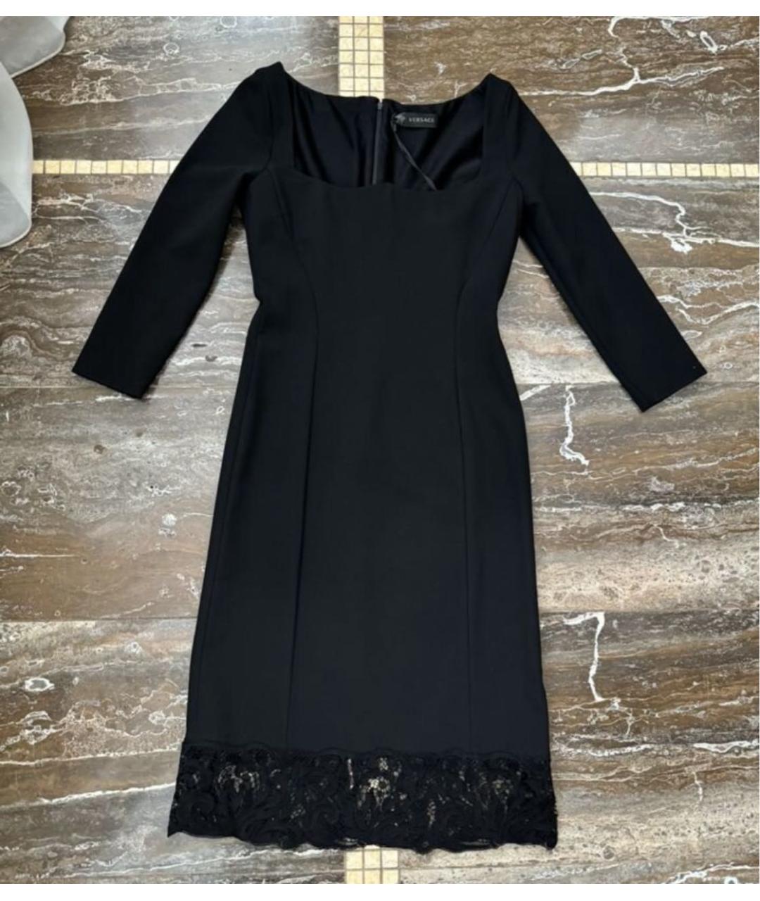VERSACE Черное кружевное вечернее платье, фото 2