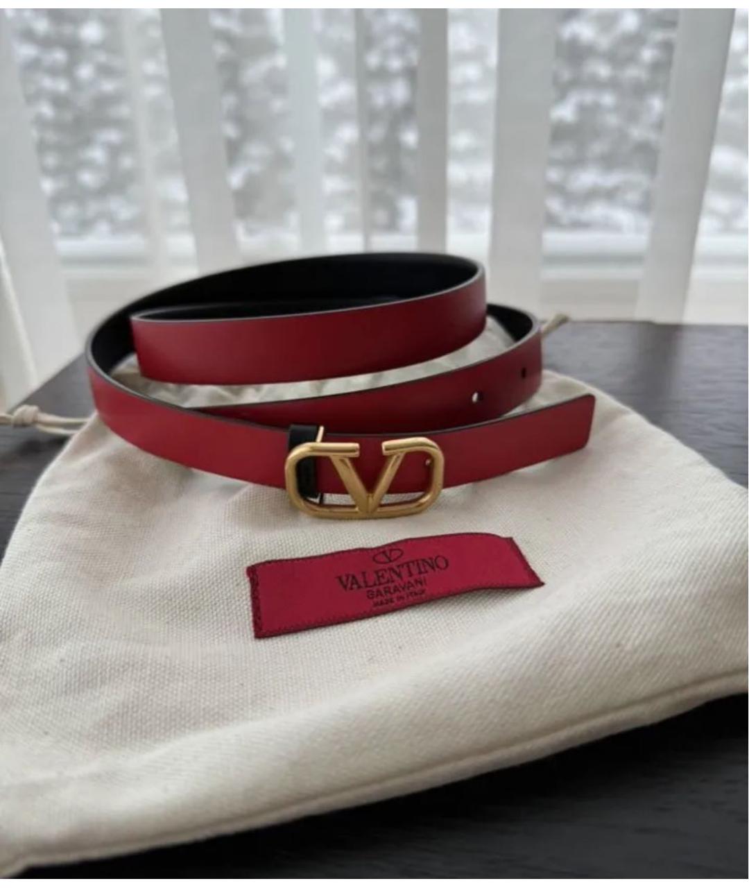 VALENTINO Красный кожаный ремень, фото 4