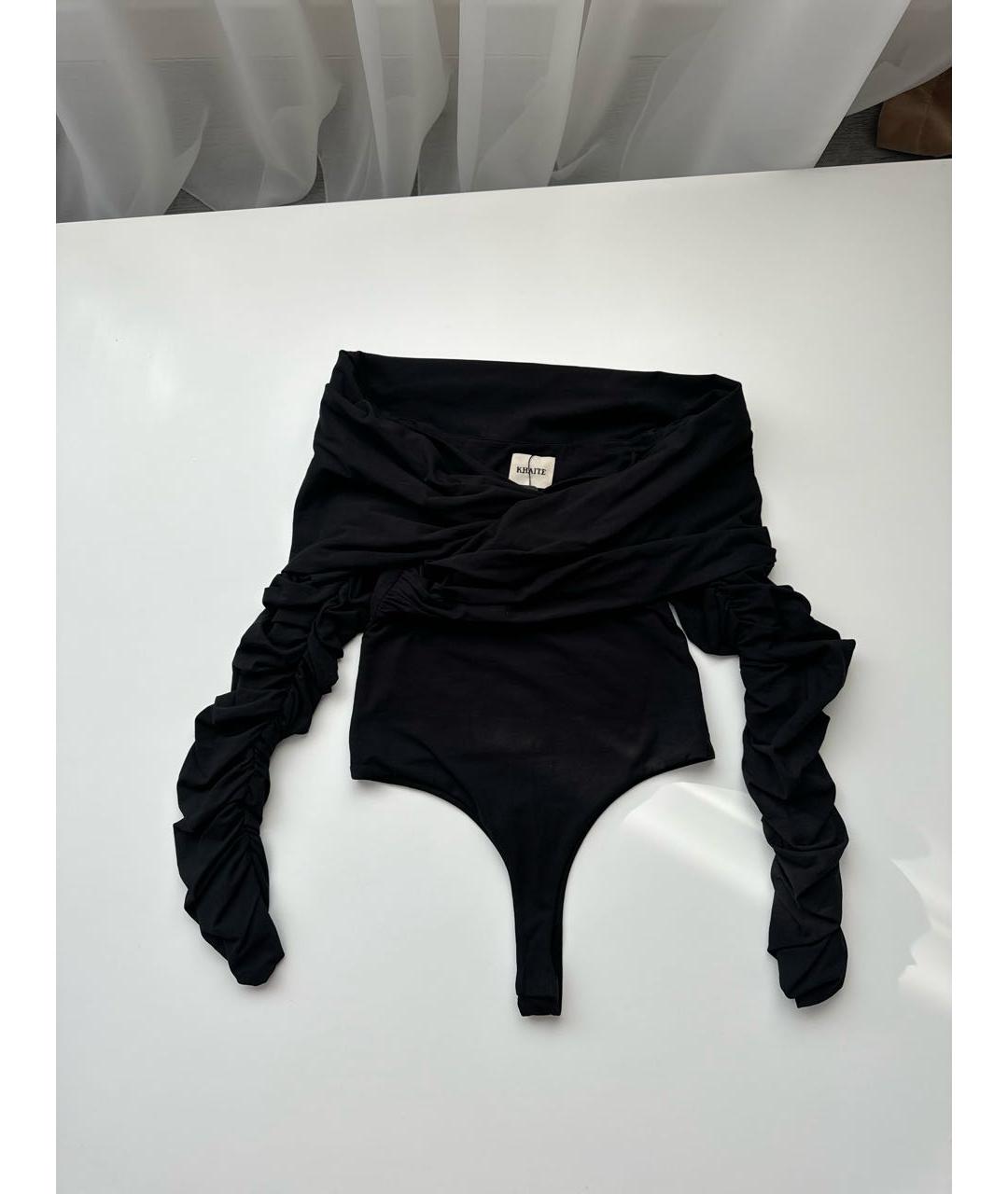 KHAITE Черная хлопко-эластановая блузы, фото 7