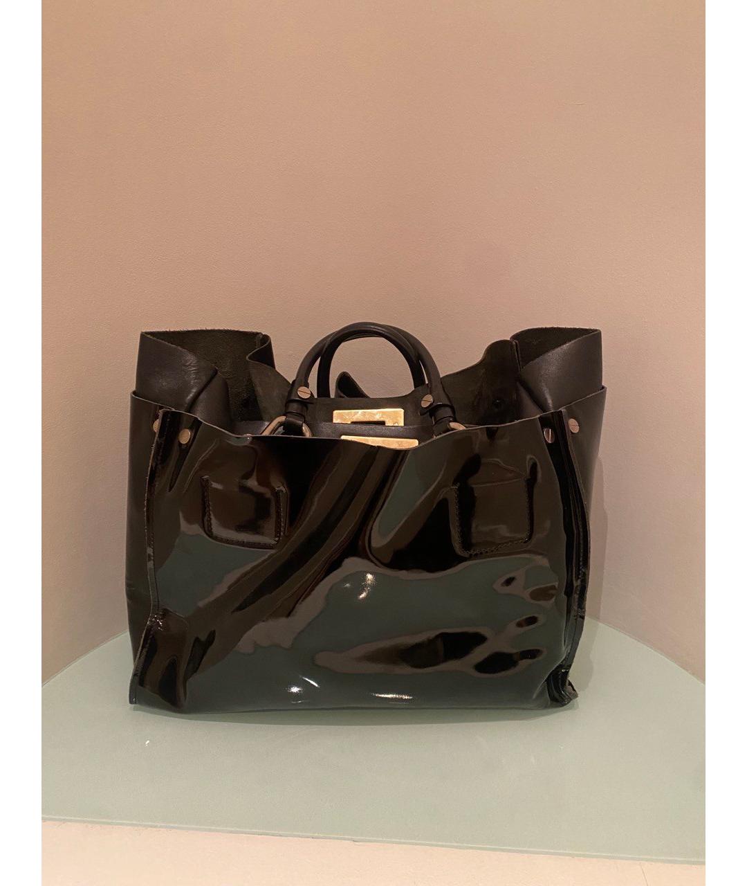 CHLOE Черная сумка с короткими ручками из лакированной кожи, фото 2