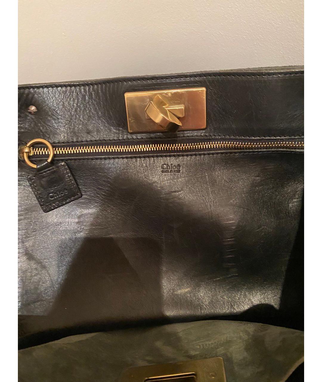 CHLOE Черная сумка с короткими ручками из лакированной кожи, фото 6