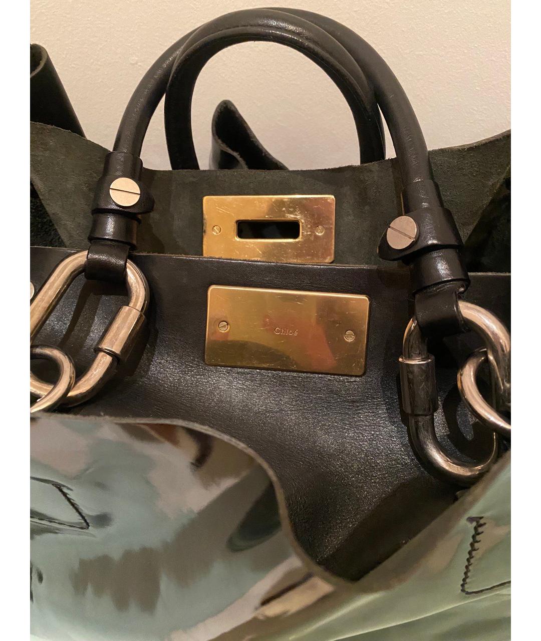 CHLOE Черная сумка с короткими ручками из лакированной кожи, фото 8