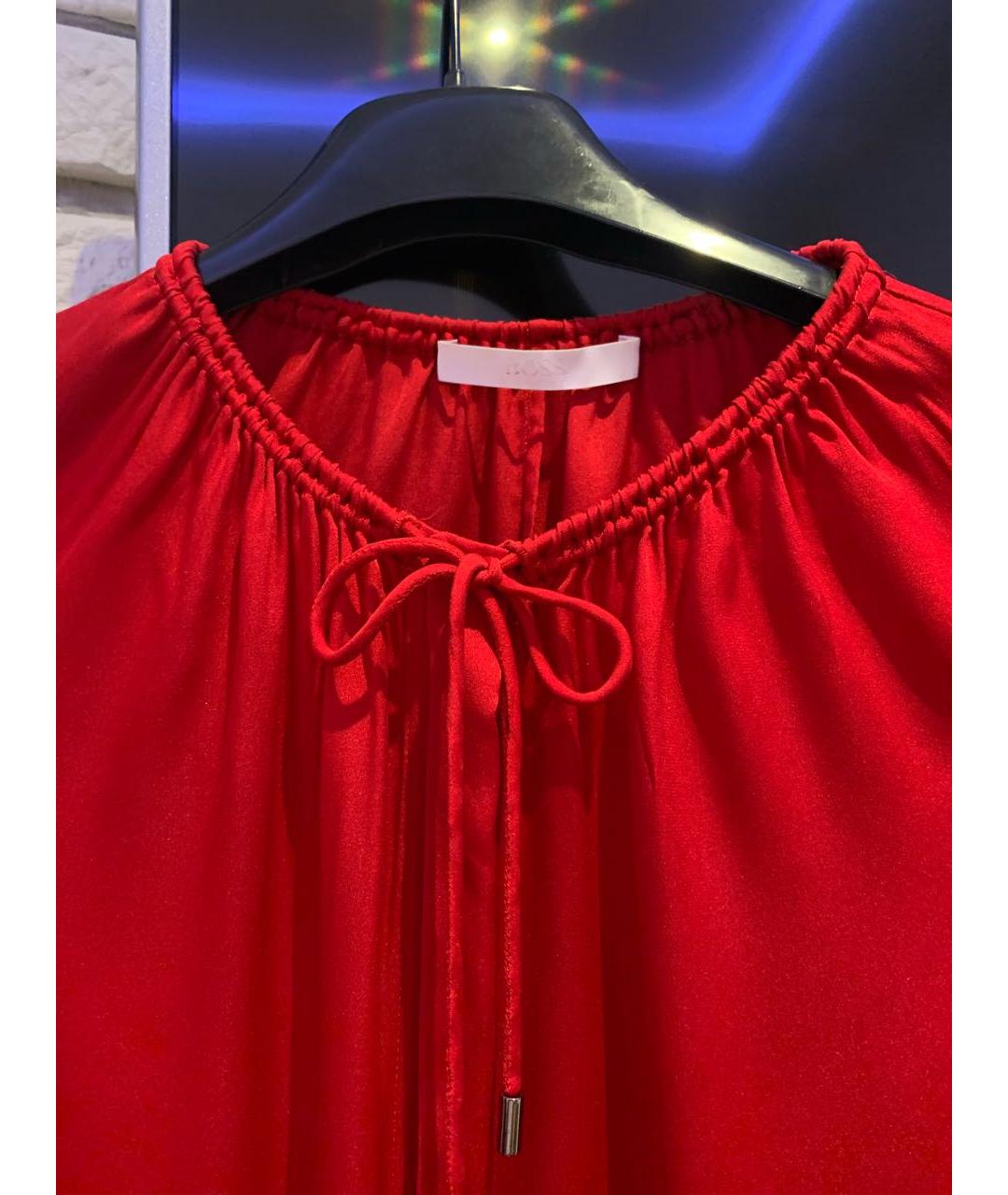 HUGO BOSS Красная шелковая блузы, фото 4