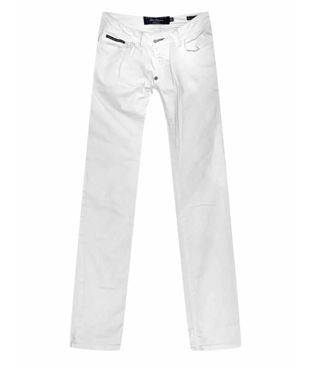 PHILIPP PLEIN Белые хлопковые прямые джинсы, фото 1