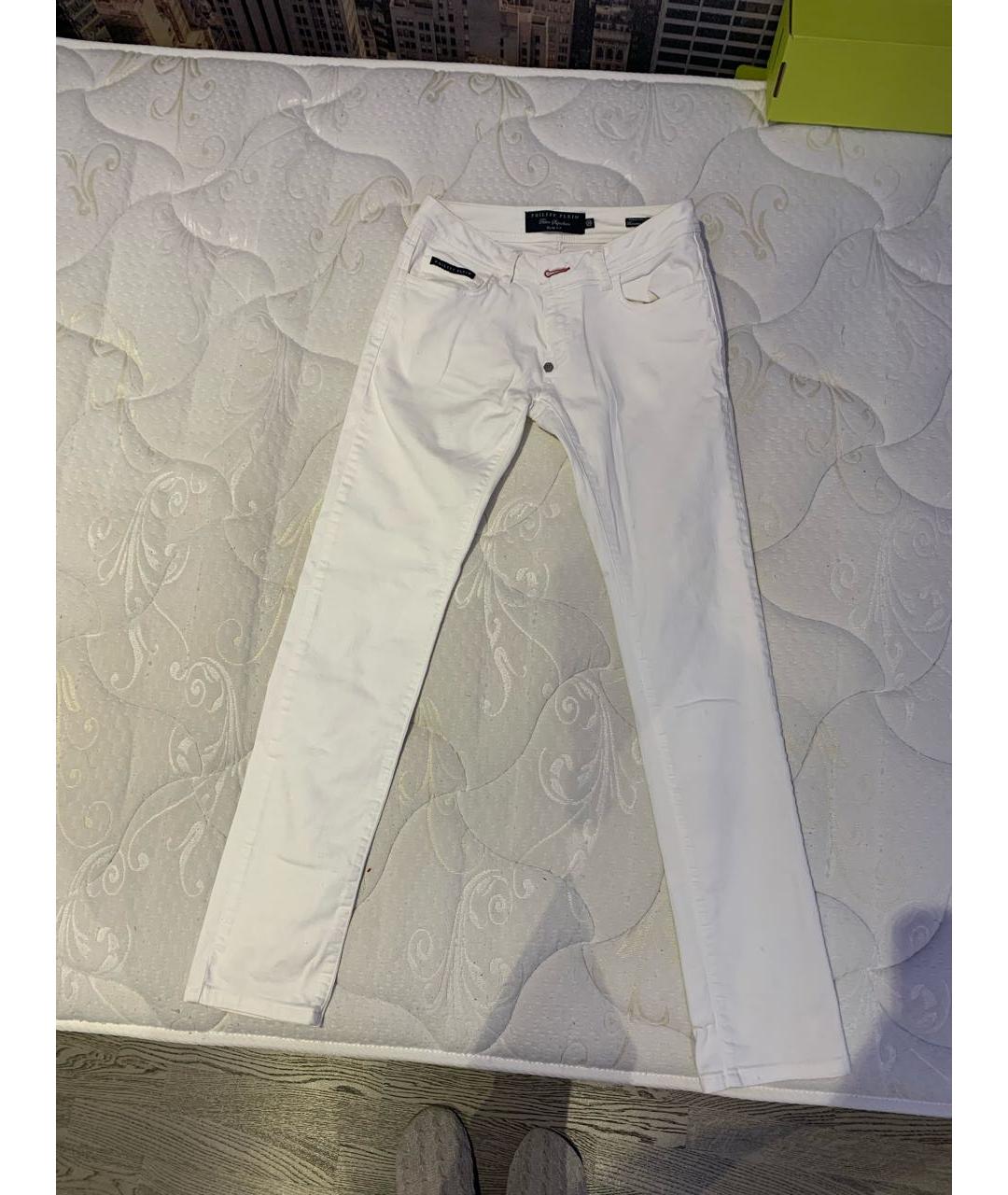 PHILIPP PLEIN Белые хлопковые прямые джинсы, фото 6