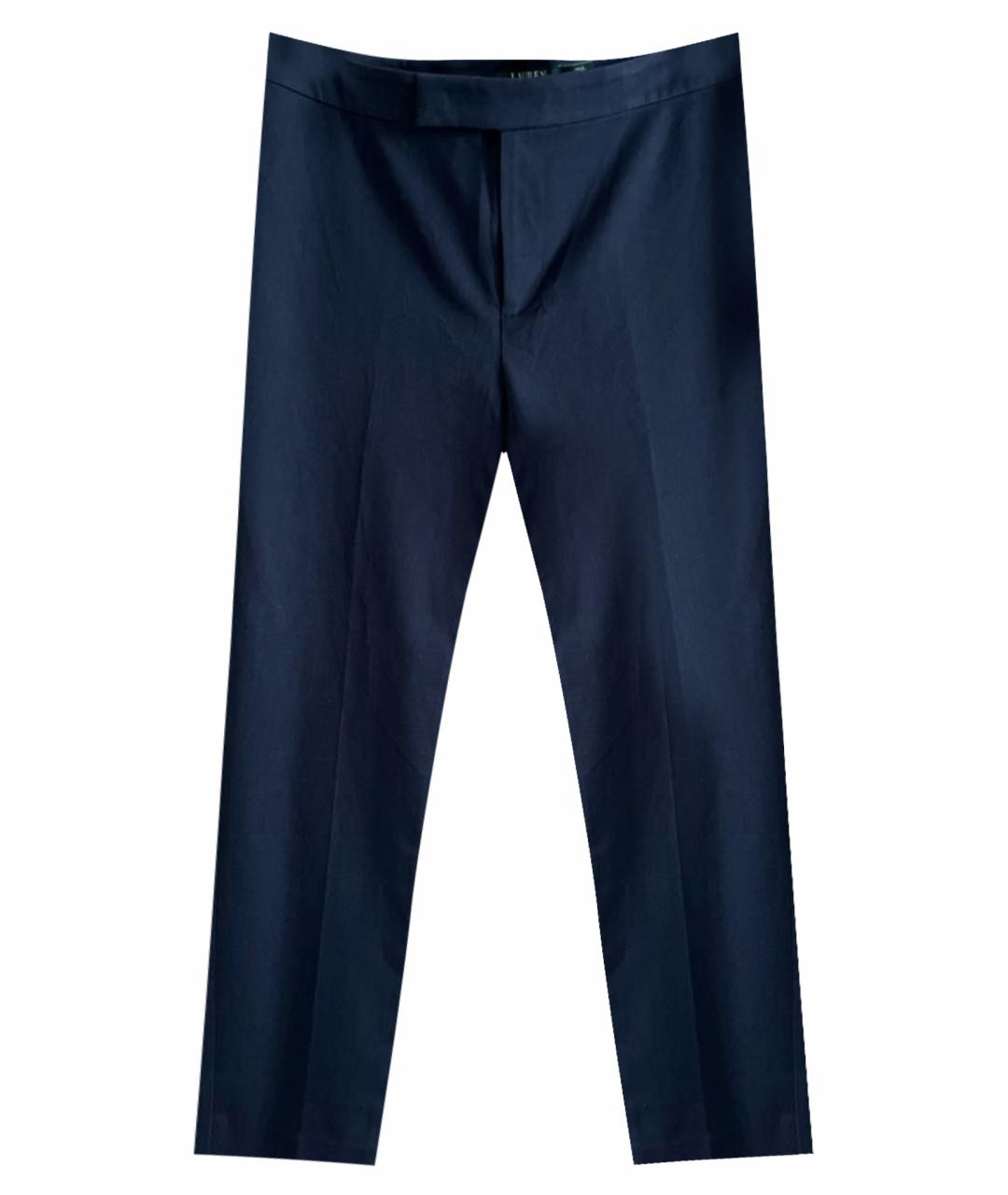RALPH LAUREN Темно-синие хлопко-эластановые прямые брюки, фото 1