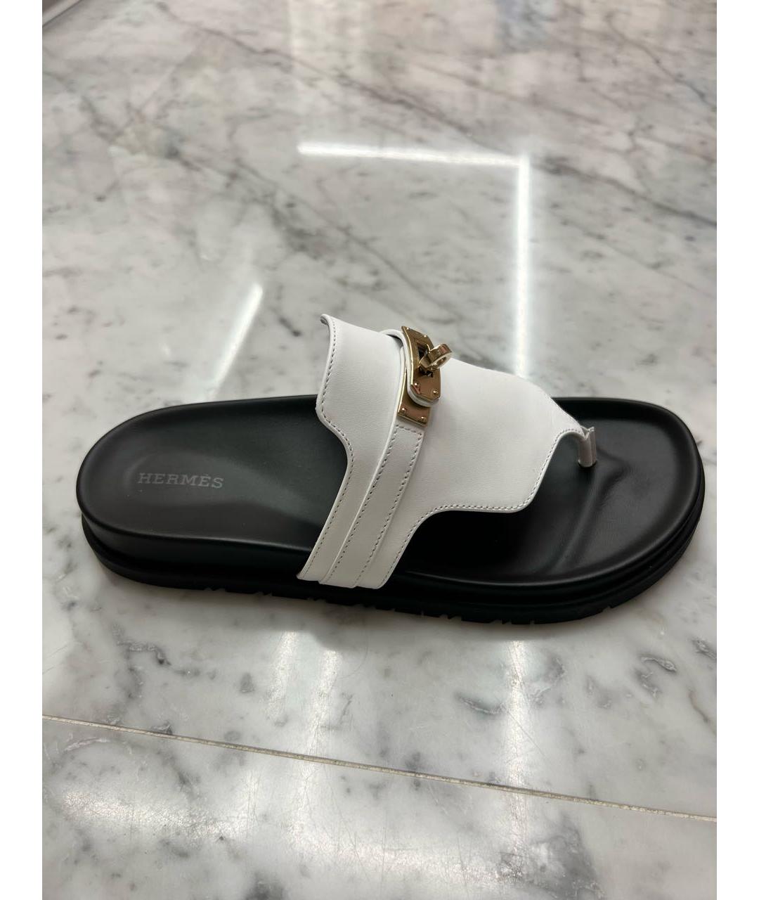 HERMES PRE-OWNED Белые кожаные сандалии, фото 9