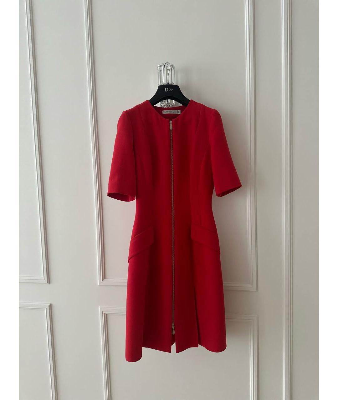 CHRISTIAN DIOR PRE-OWNED Красное шерстяное повседневное платье, фото 6