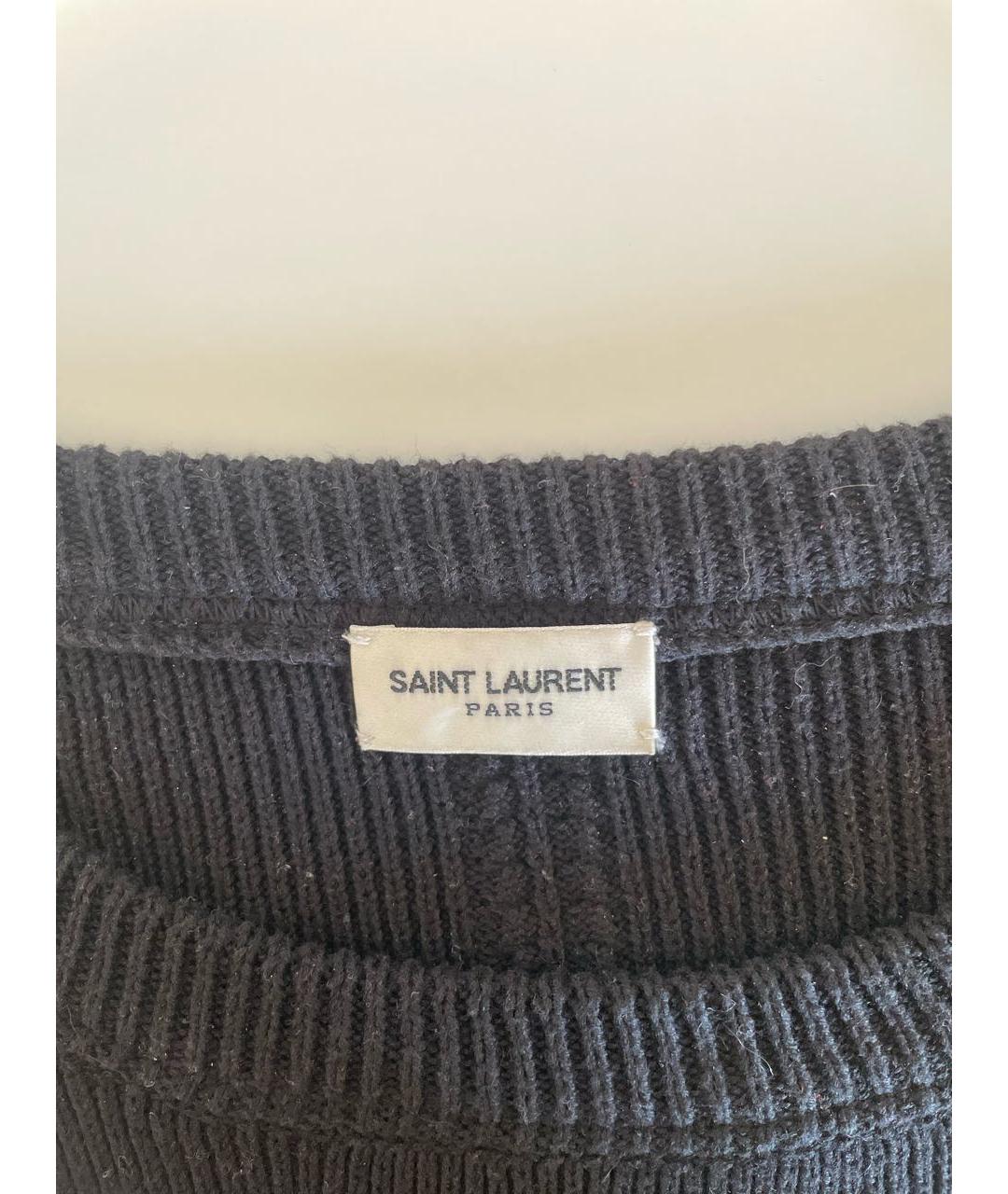 SAINT LAURENT Темно-синий шерстяной джемпер / свитер, фото 3