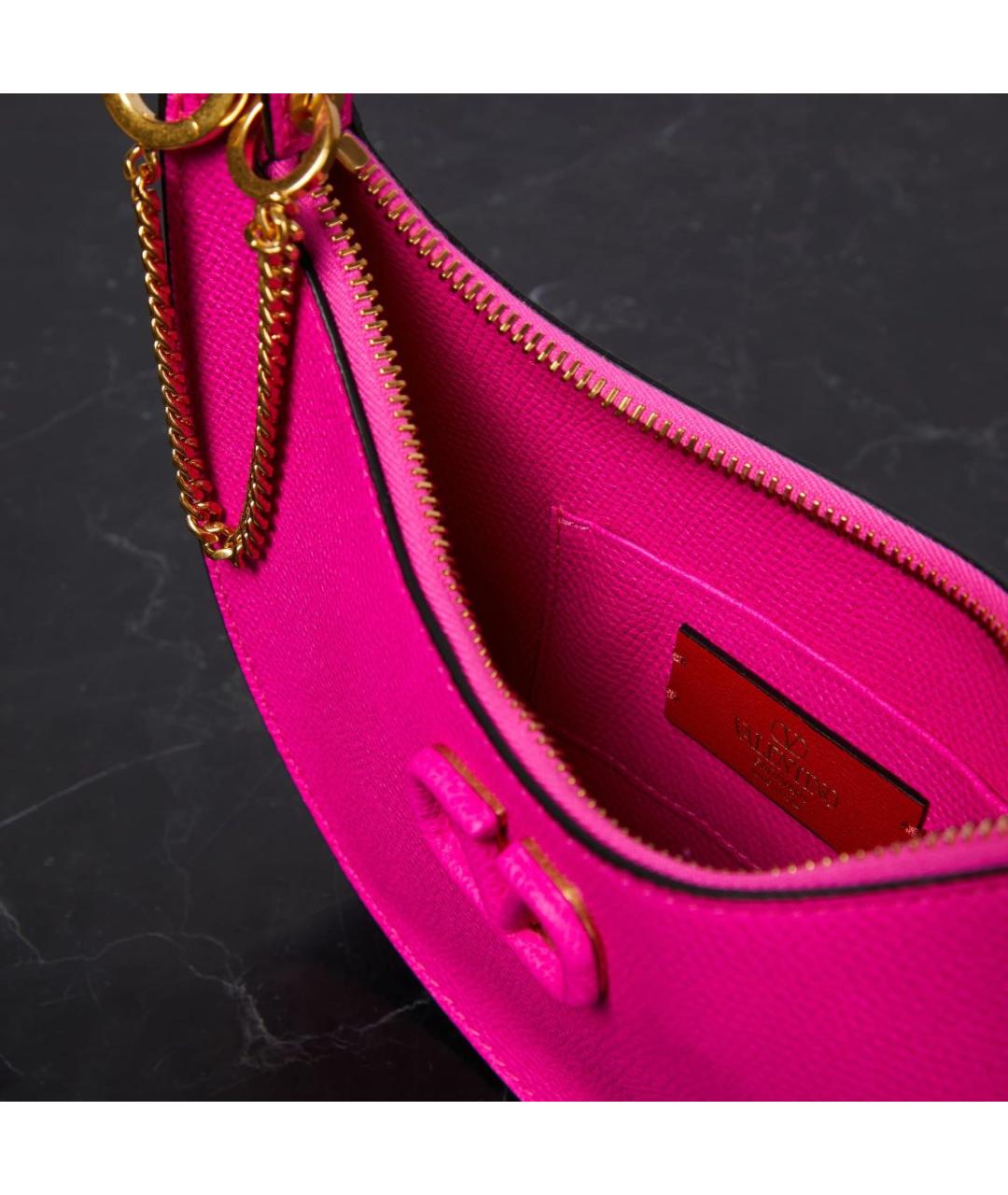 VALENTINO Розовая кожаная сумка с короткими ручками, фото 6