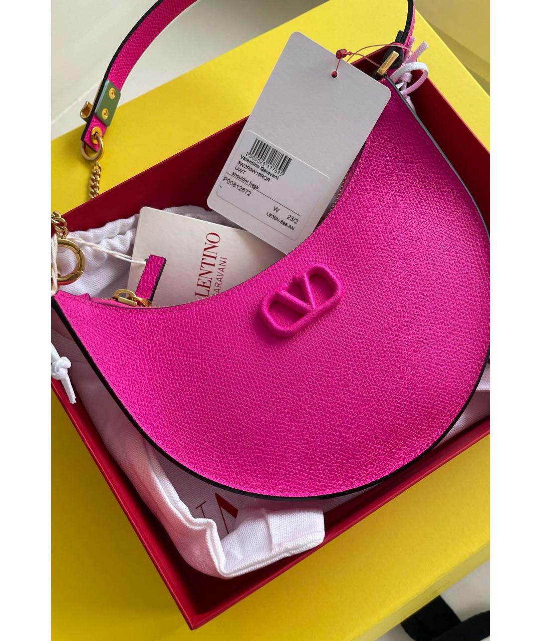 VALENTINO Розовая кожаная сумка с короткими ручками, фото 2