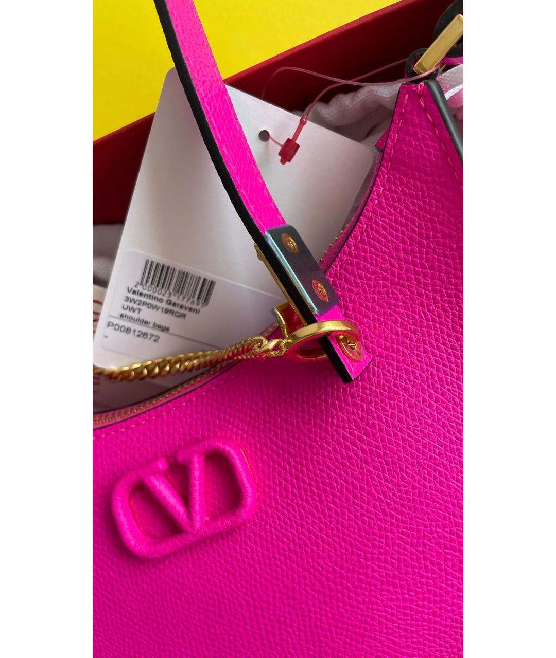 VALENTINO Розовая кожаная сумка с короткими ручками, фото 3