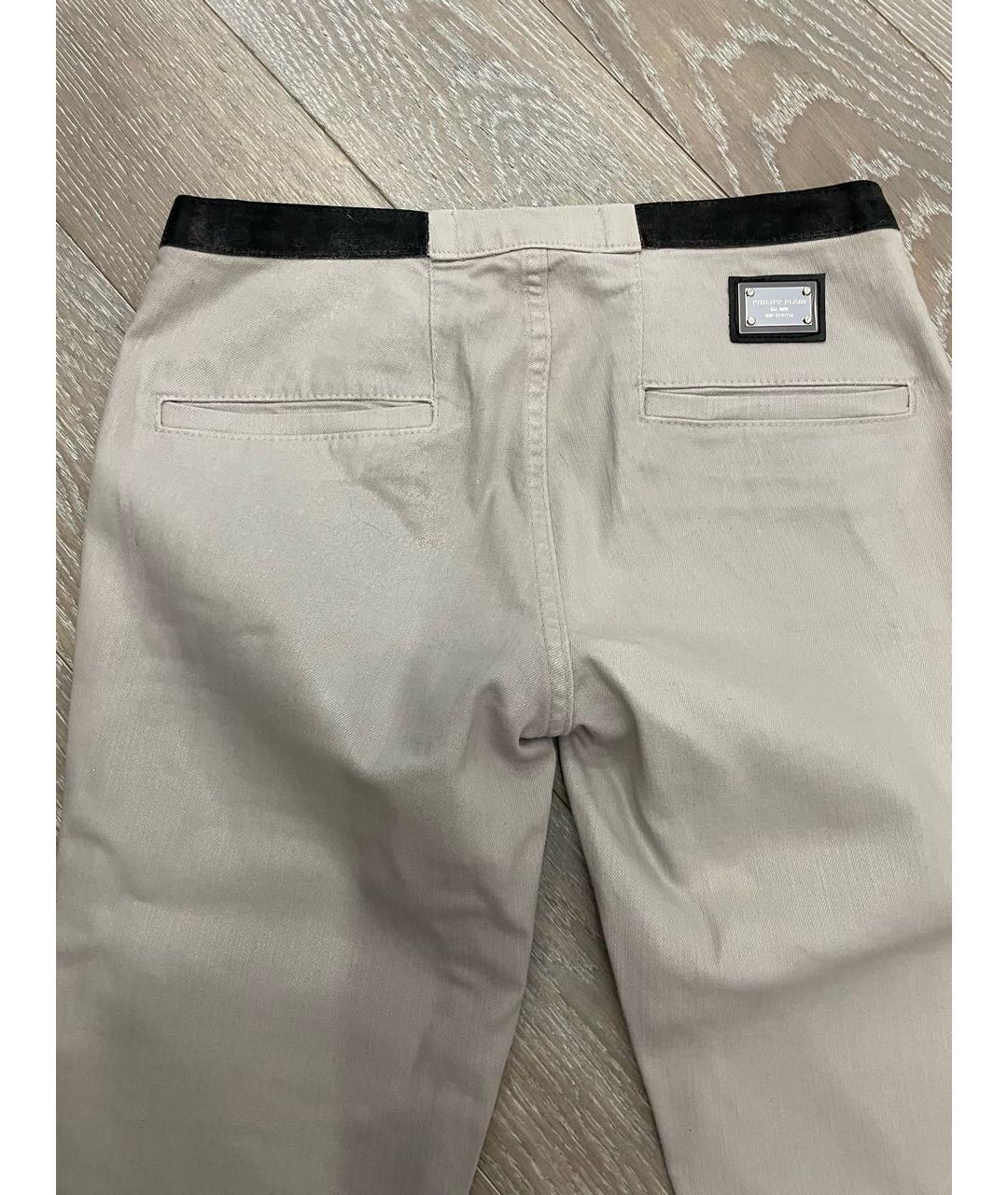 PHILIPP PLEIN Бежевые хлопко-эластановые джинсы слим, фото 4