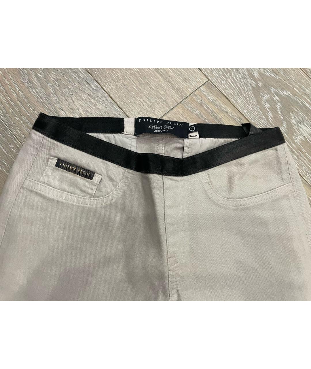PHILIPP PLEIN Бежевые хлопко-эластановые джинсы слим, фото 5