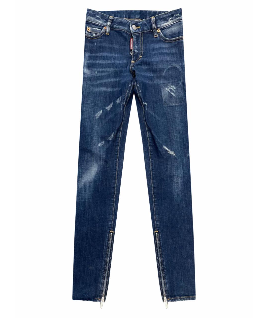 DSQUARED2 Темно-синие хлопковые джинсы слим, фото 1