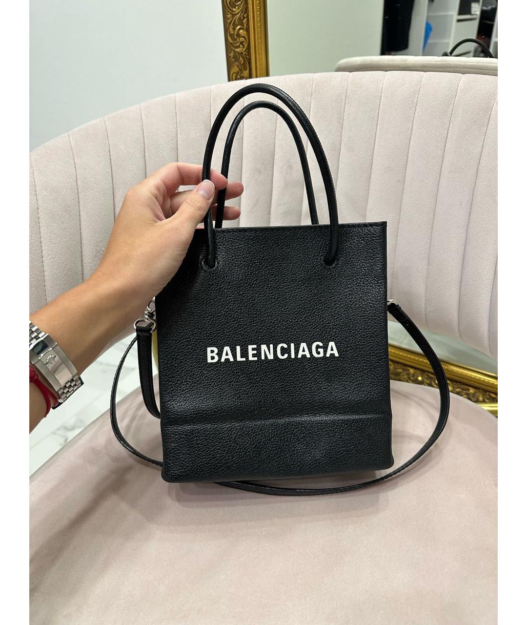 BALENCIAGA Черная кожаная сумка с короткими ручками, фото 2