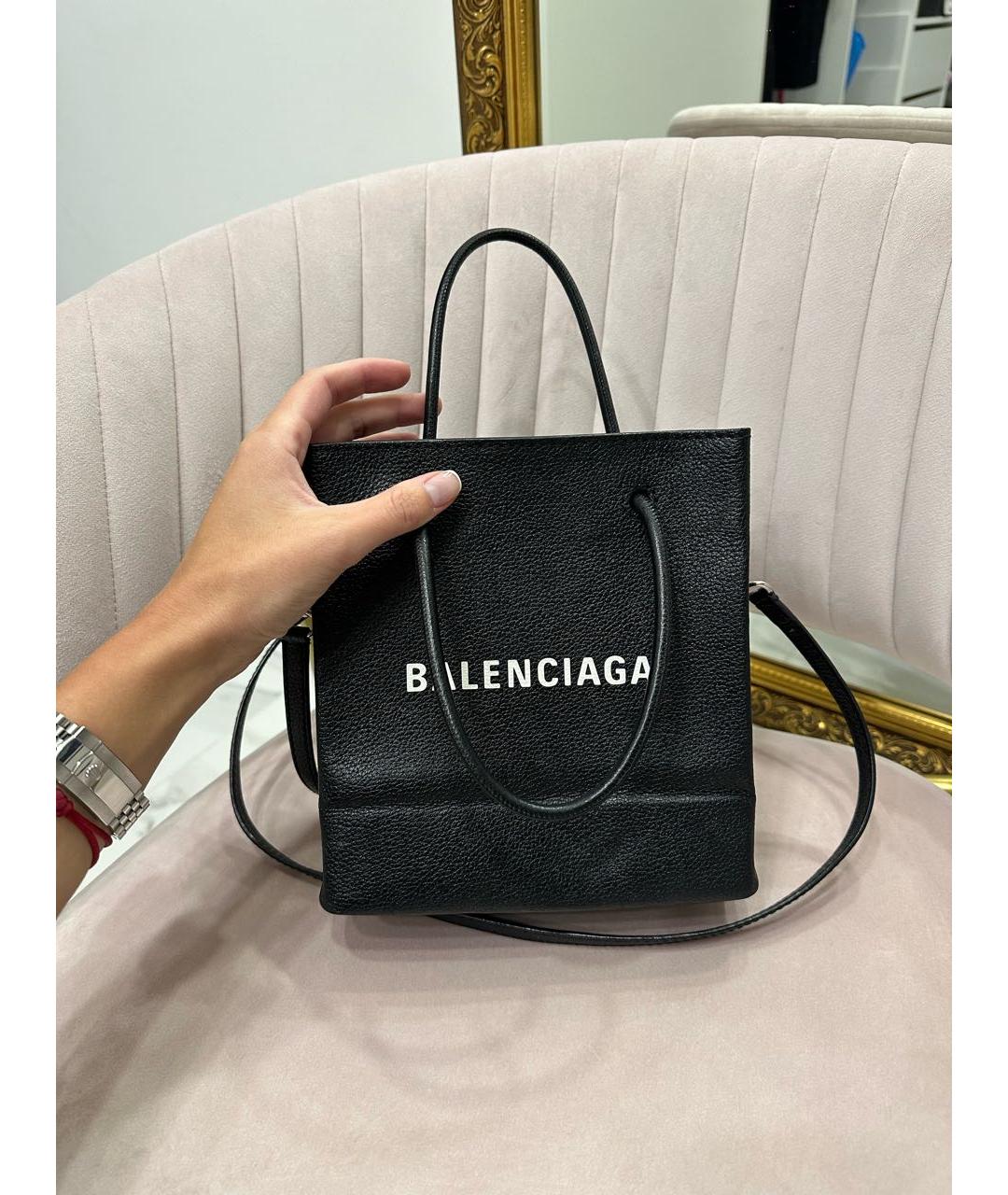 BALENCIAGA Черная кожаная сумка с короткими ручками, фото 3