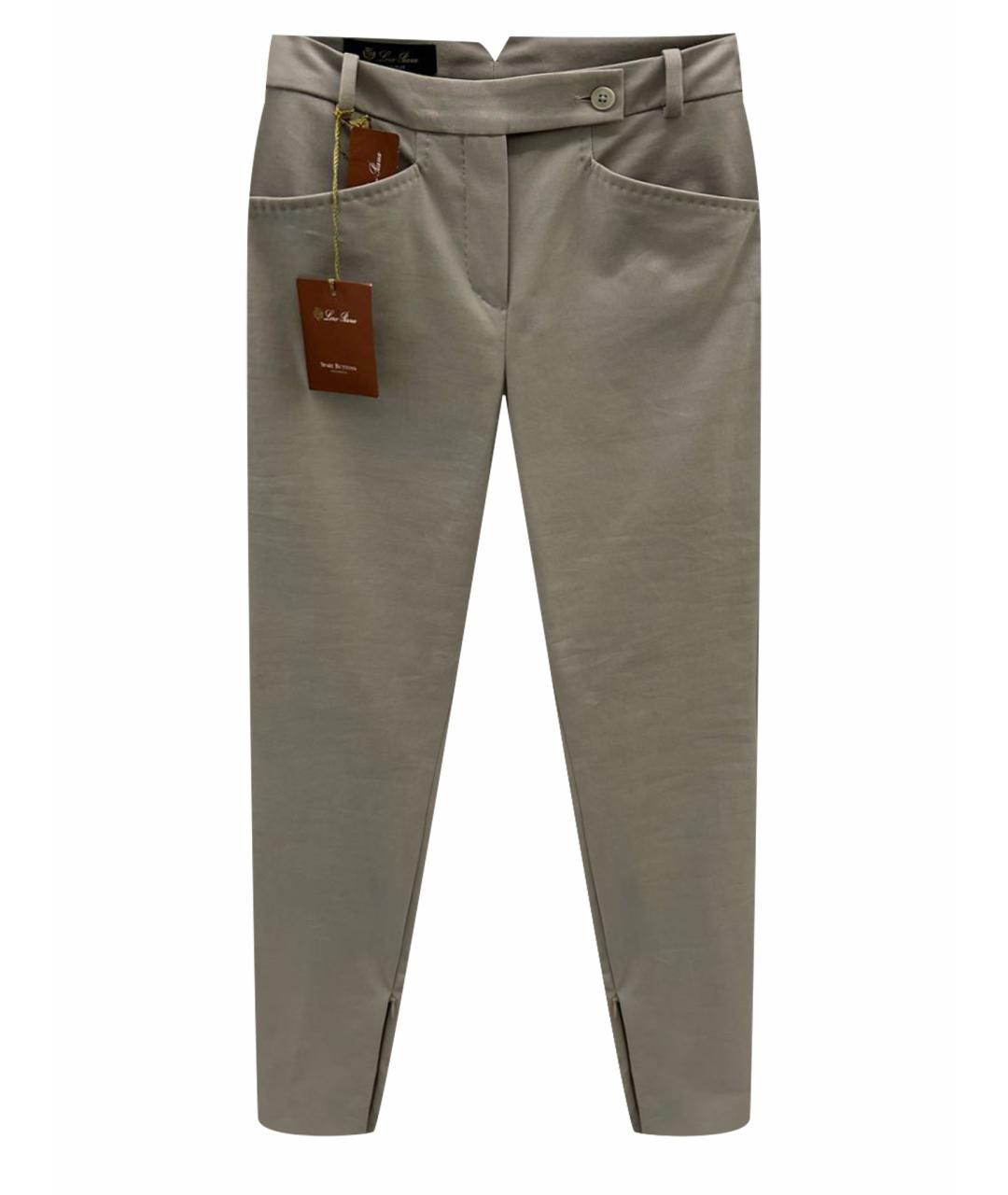 LORO PIANA Серые хлопко-эластановые брюки узкие, фото 1