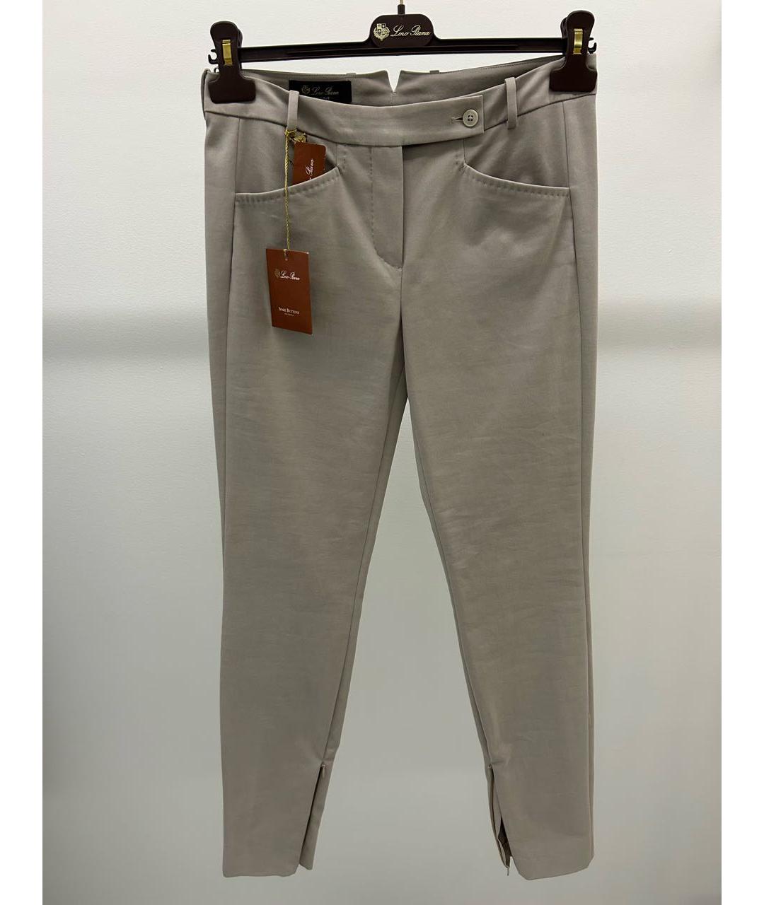 LORO PIANA Серые хлопко-эластановые брюки узкие, фото 7