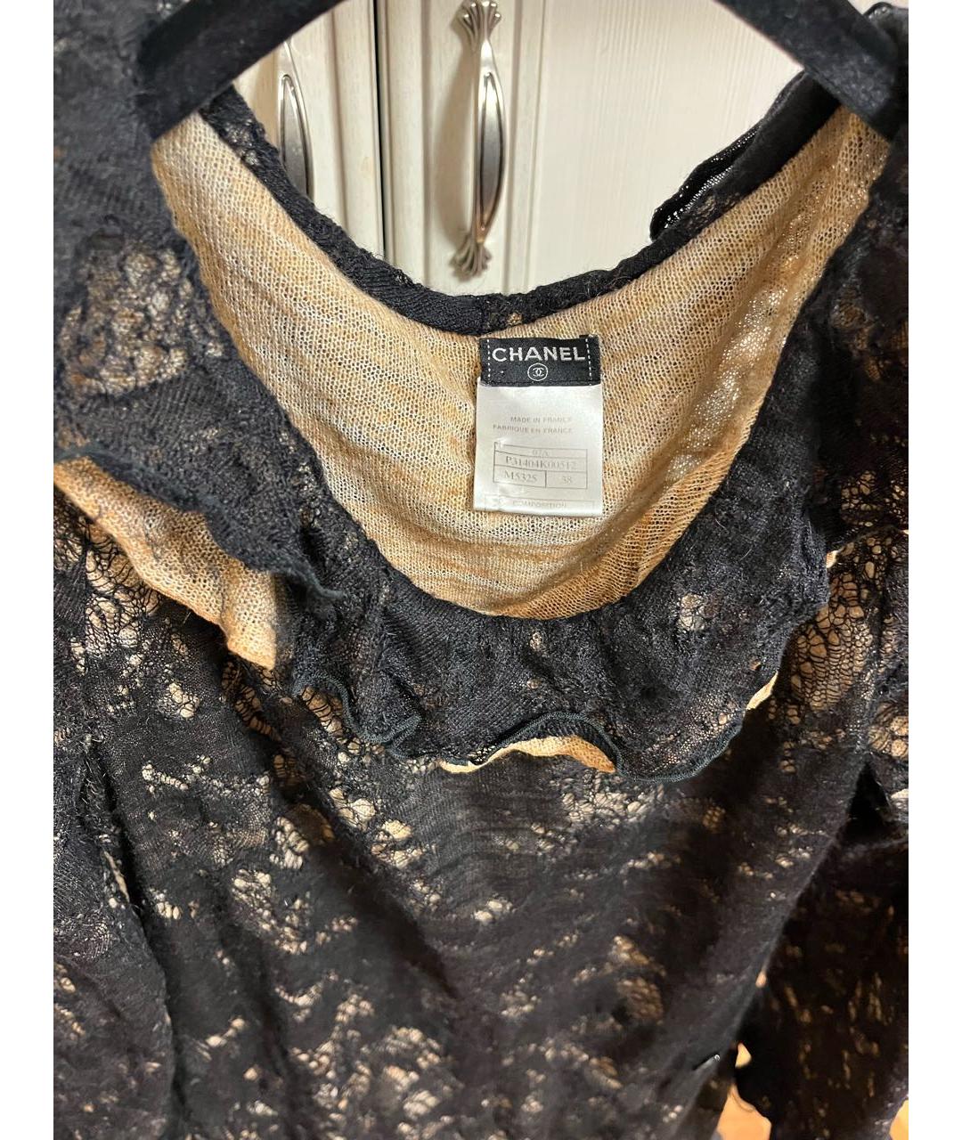 CHANEL PRE-OWNED Черное шерстяное коктейльное платье, фото 3