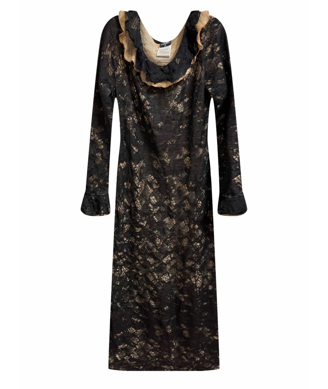 CHANEL PRE-OWNED Черное шерстяное коктейльное платье, фото 1