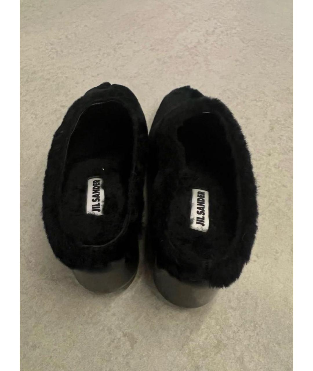 JIL SANDER Черные кожаные мюли, фото 4