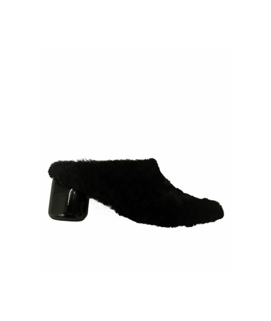 JIL SANDER Черные кожаные мюли, фото 1