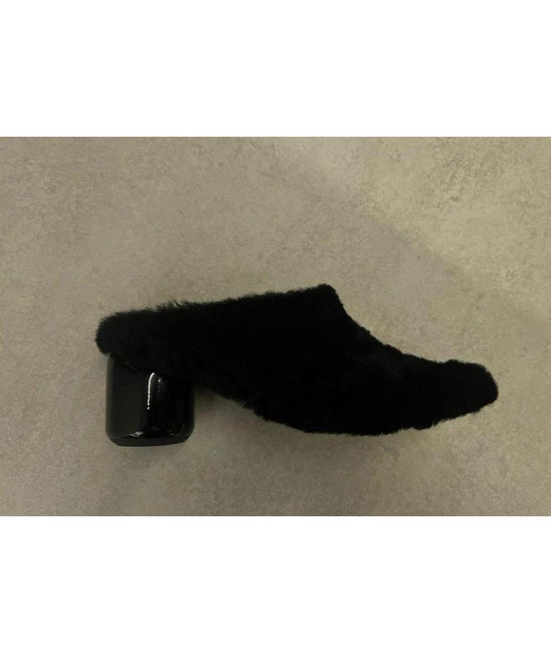 JIL SANDER Черные кожаные мюли, фото 2