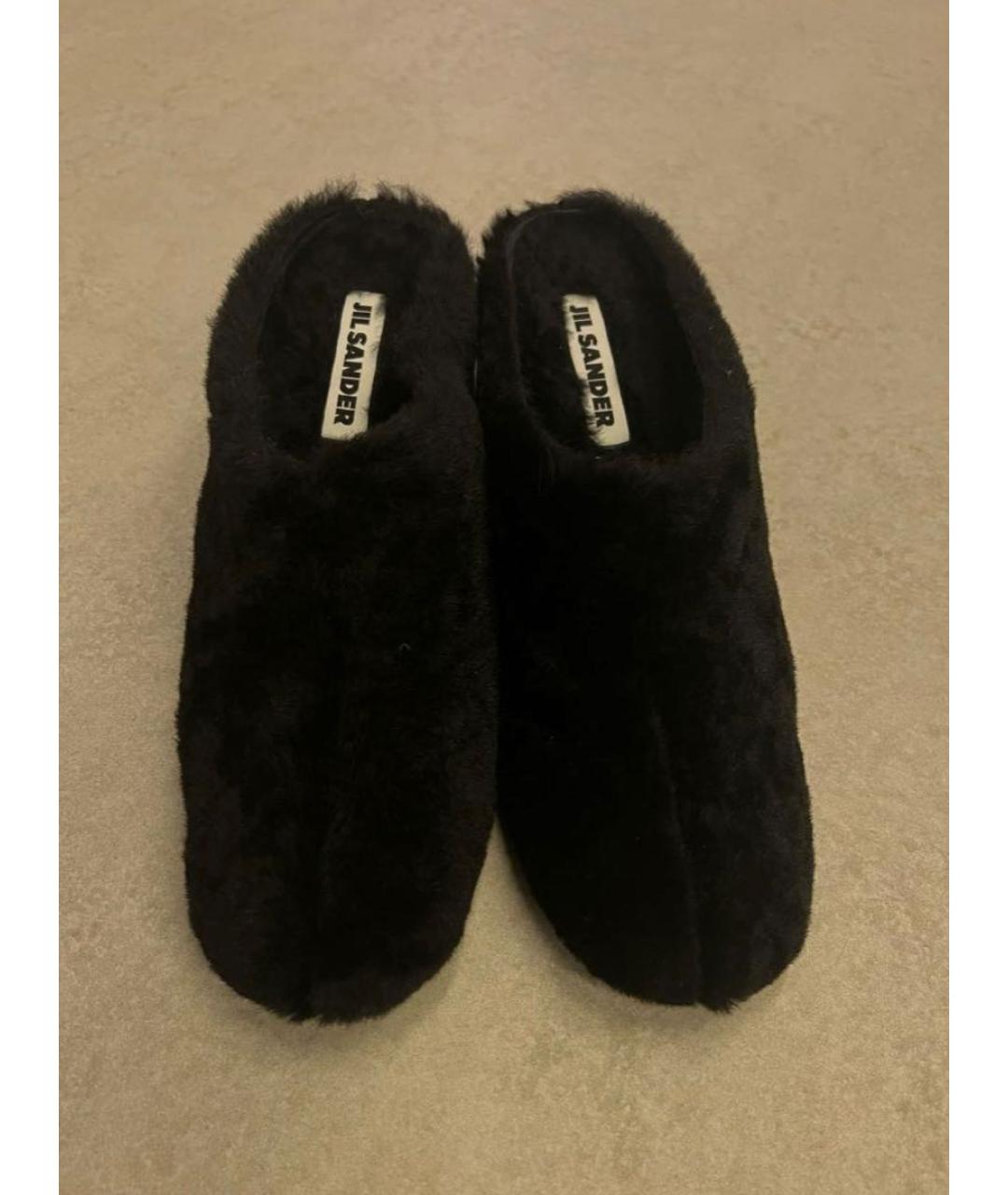 JIL SANDER Черные кожаные мюли, фото 3