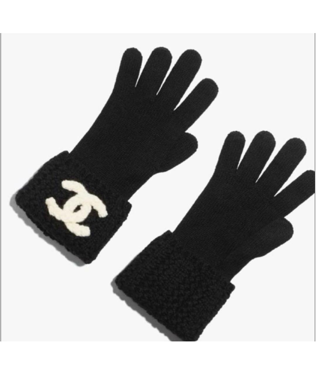 CHANEL PRE-OWNED Черные шерстяные перчатки, фото 4