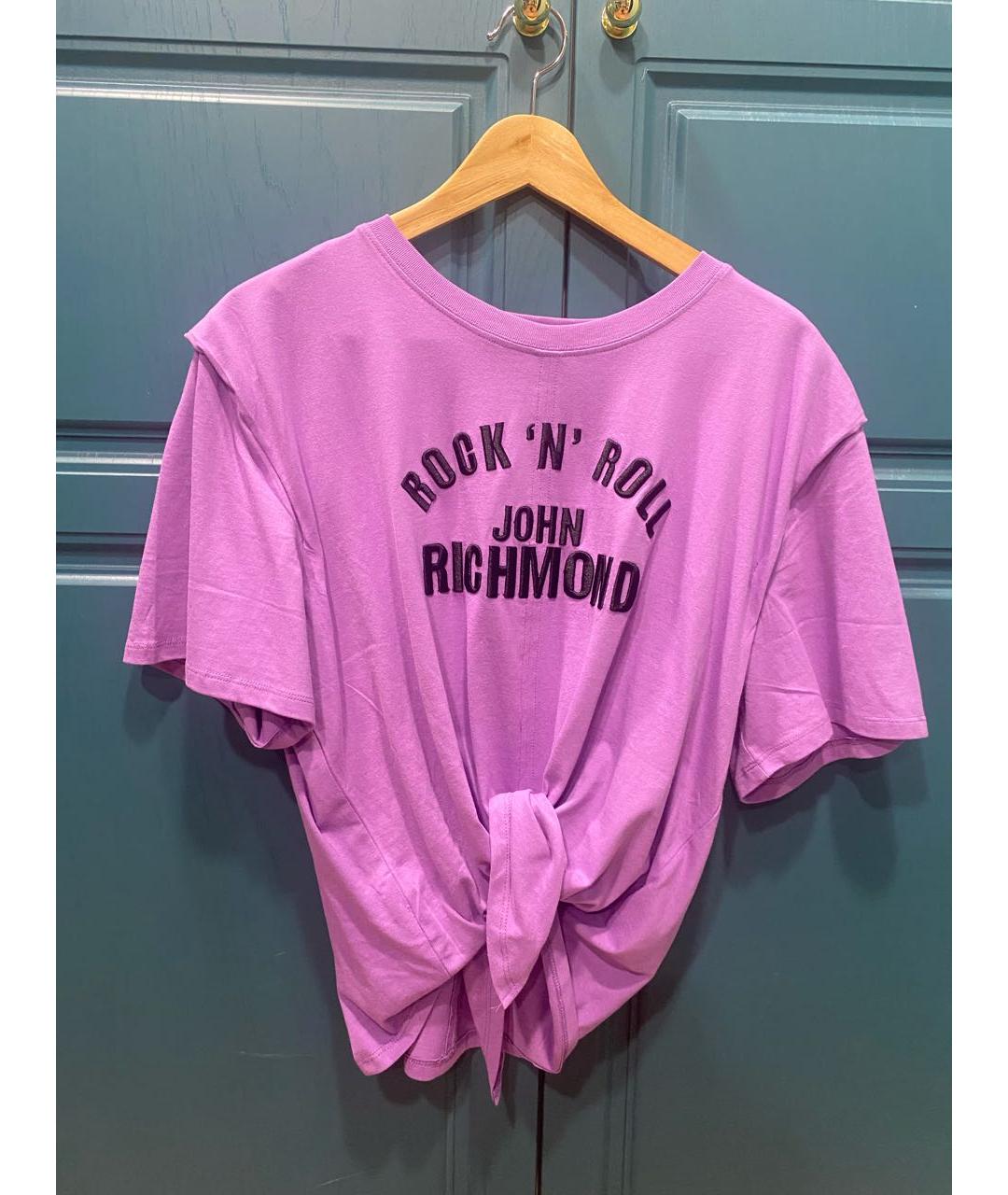 JOHN RICHMOND Розовая хлопковая футболка, фото 5