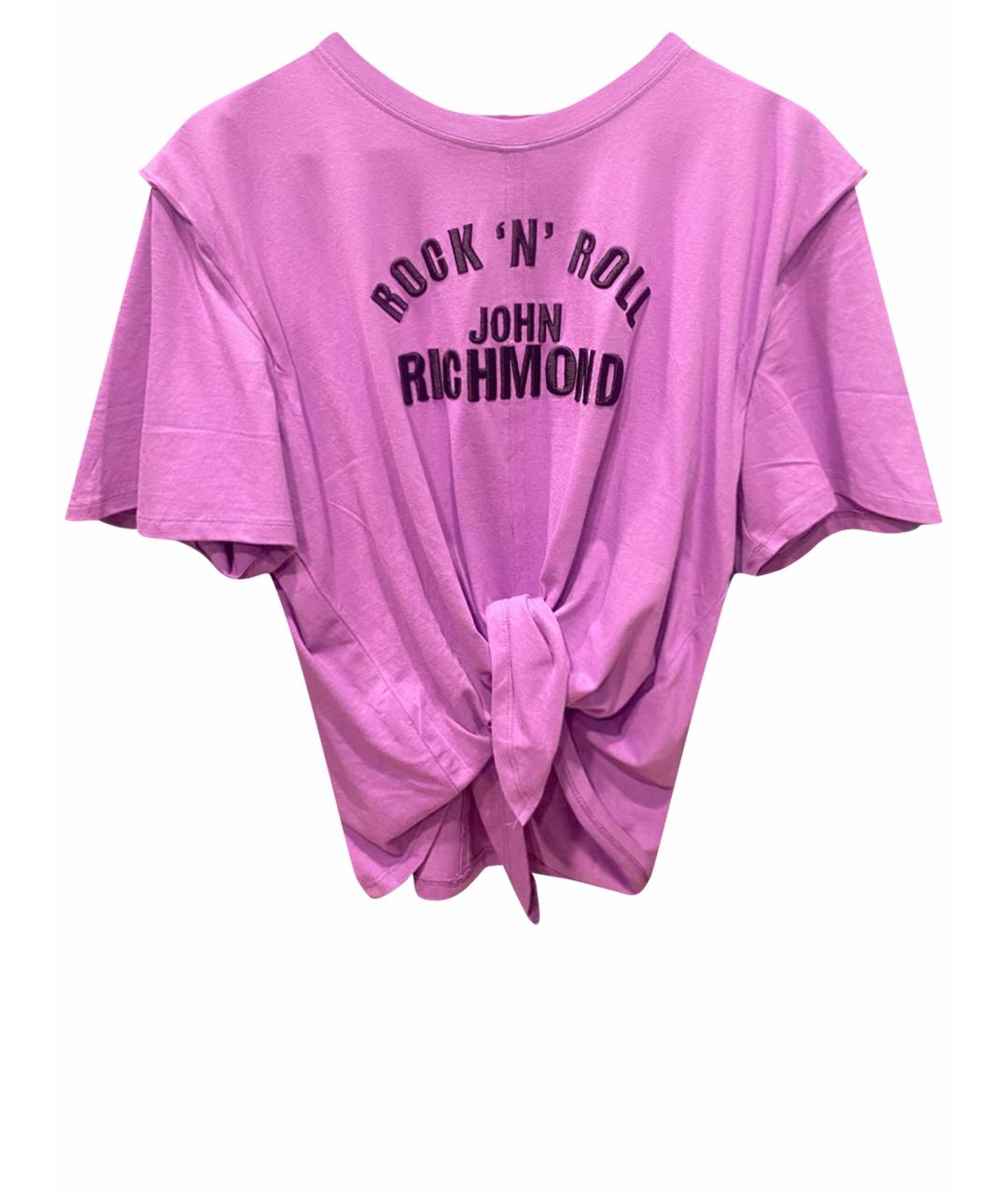 JOHN RICHMOND Розовая хлопковая футболка, фото 1