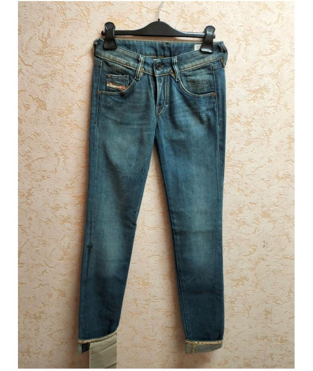 DIESEL Голубые хлопко-полиэстеровые джинсы слим, фото 8