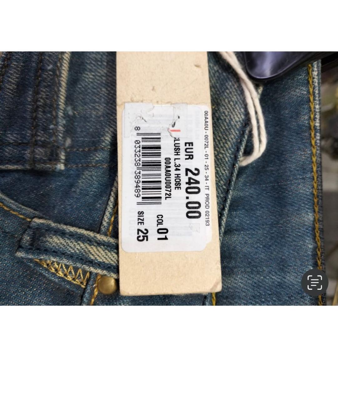 DIESEL Голубые хлопко-полиэстеровые джинсы слим, фото 6