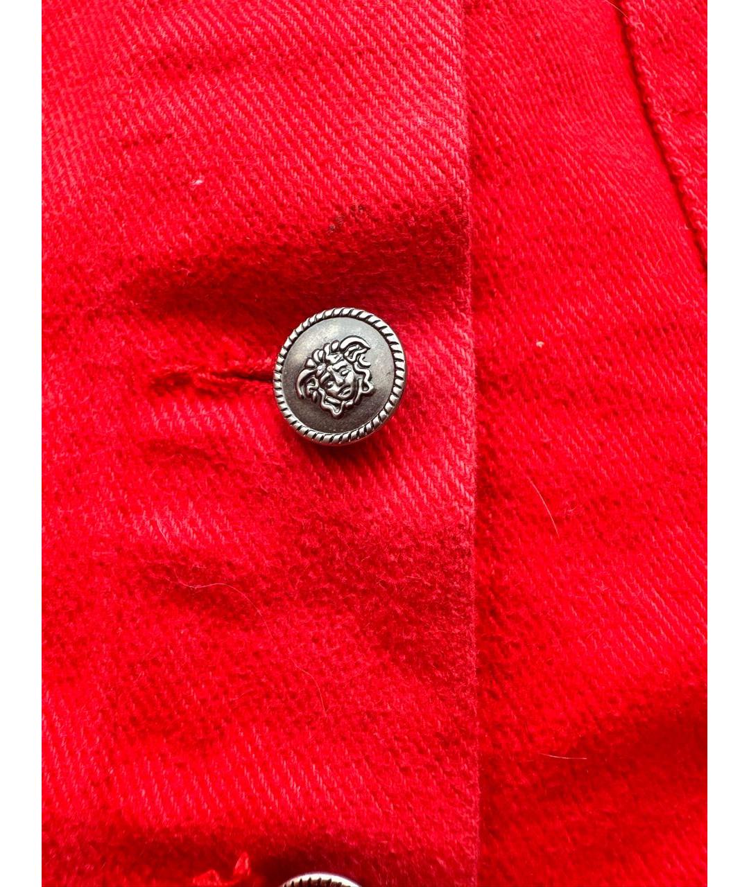 VERSACE Красная деним юбка мини, фото 5