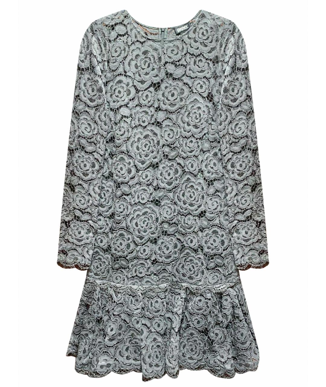 DKNY Серое кружевное коктейльное платье, фото 1