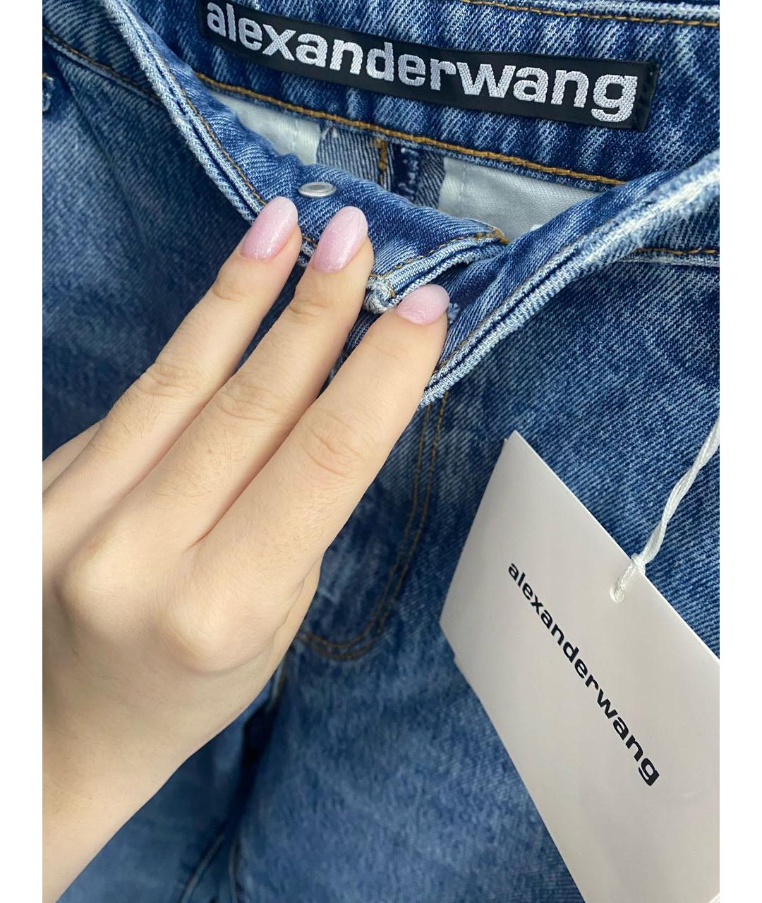 ALEXANDER WANG Голубые хлопковые прямые джинсы, фото 3