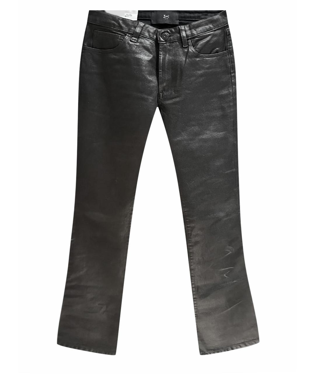 3X1 Черные хлопко-лиоцелловые джинсы клеш, фото 1