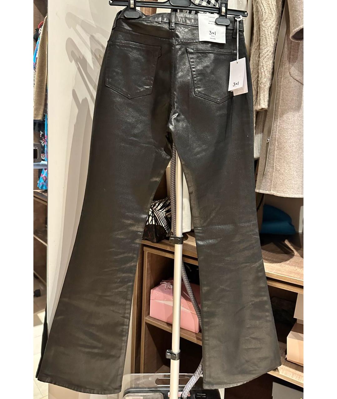 3X1 Черные хлопко-лиоцелловые джинсы клеш, фото 2