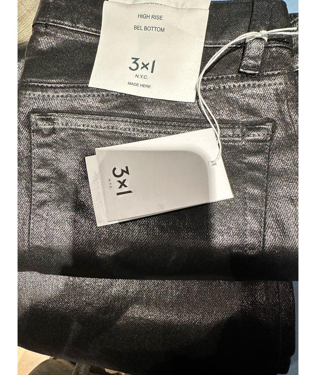 3X1 Черные хлопко-лиоцелловые джинсы клеш, фото 7